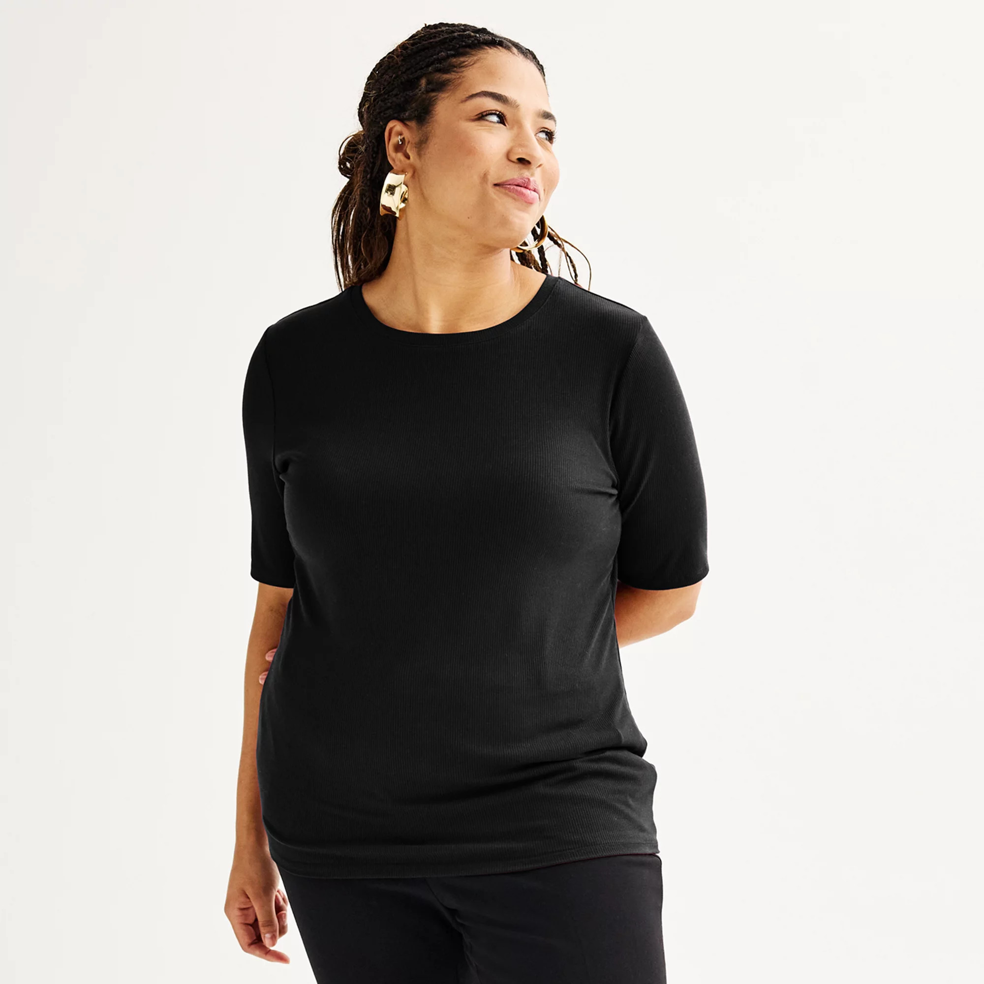Plus Size Nine West Fitted Elbow Sleeve Top | Kohl's