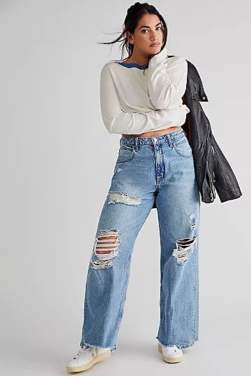 CRVY Destructed Straight-Leg Jeans | Free People (Global - UK&FR Excluded)