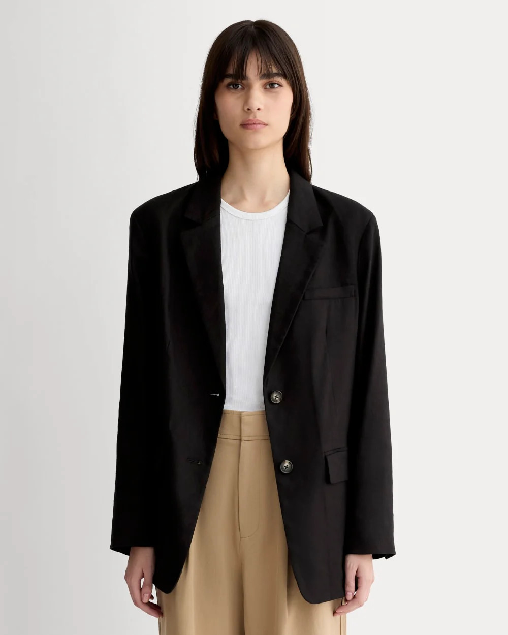 Women's Oversized Blazer in Stretch Linen by Everlane in Black, Size 12 | Everlane
