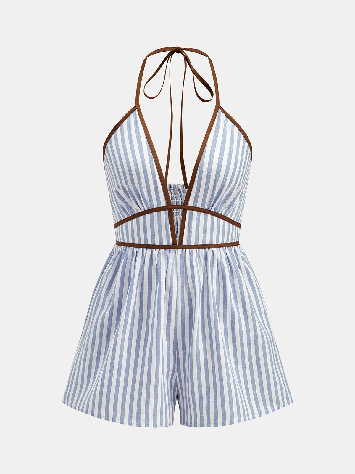Halter Striped Cutout Casual Romper | Commense