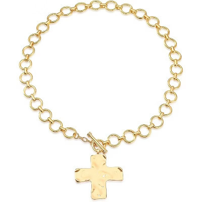 Summit Adventure Chunky Statement Gold Hammered Bold Cross Necklace Thick Chain Vintage Chain Pendant Jewelry | Target