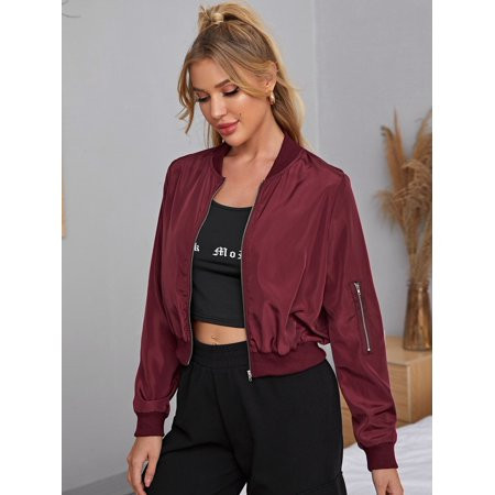 Women s Zip Up Wind Bomber Jacket 49216W620112-9840 | Walmart (US)
