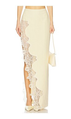 Ceren Ocak Lace Detailed Skirt in Yellow from Revolve.com | Revolve Clothing (Global)