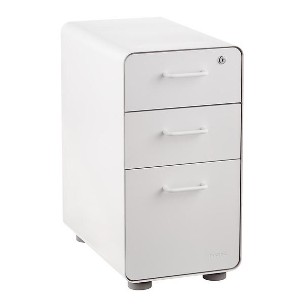 Poppin White Slim 3-Drawer Stow Filing Cabinet | The Container Store