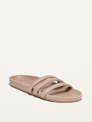Faux-Leather Triple-Strap Slide Sandals for Women | Old Navy (CA)
