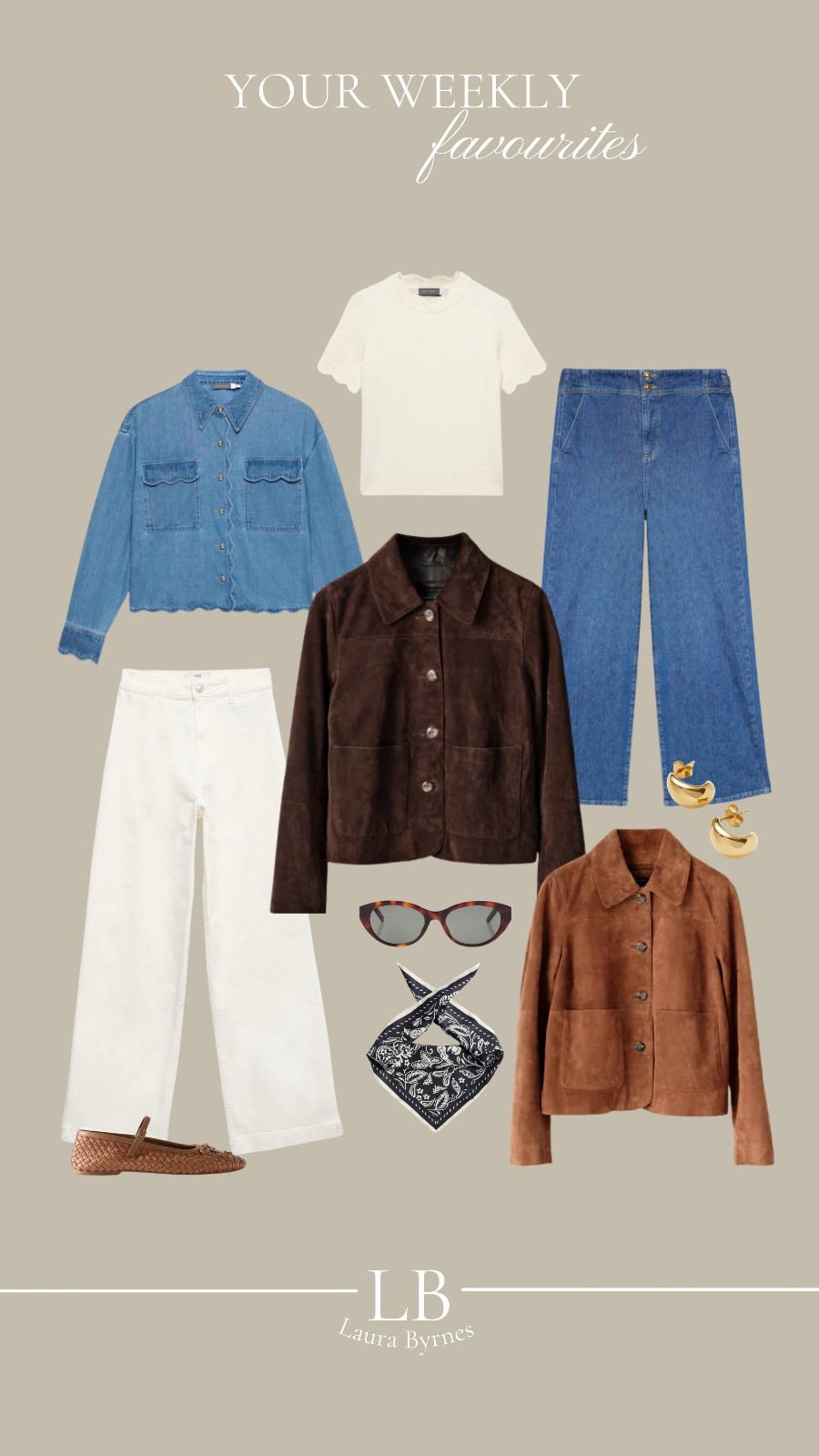 Your Weekly Favourites Edit 
Faux Suede Jacket, White Tee, LTK Denim, White Jeans, Ballet Flat 

 #LTKuk #LTKspring #LTKeurope