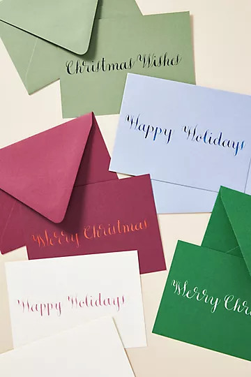 Hand Calligraphy Holiday Notes Set | Anthropologie (US)