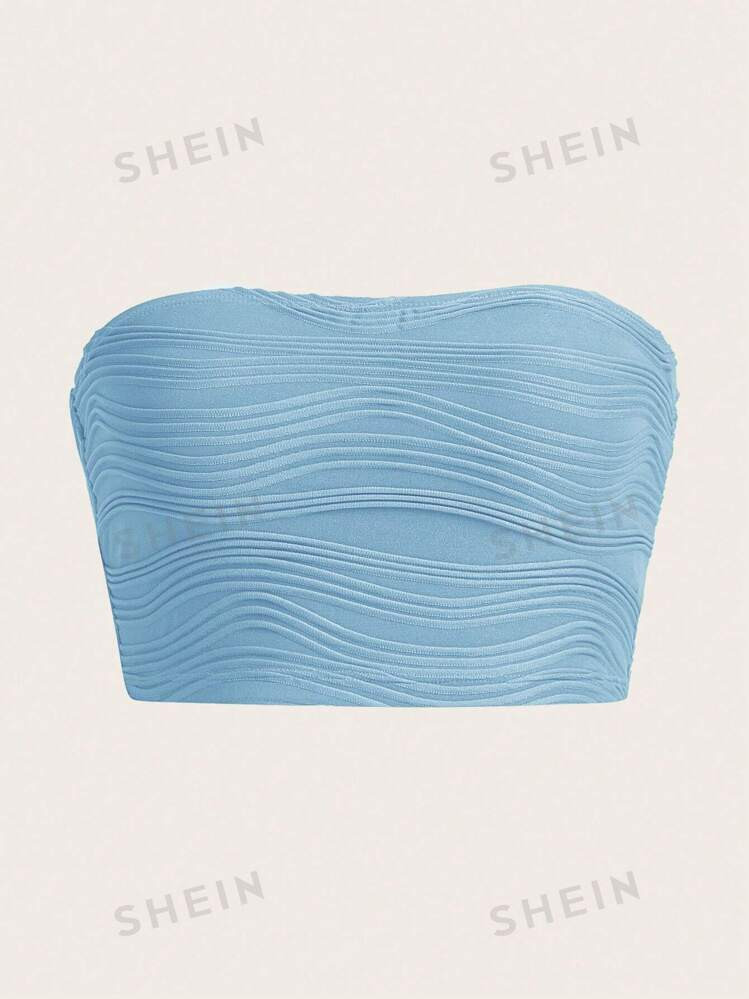 SHEIN EZwear Solid Crop Tube Top Strapless Top | SHEIN