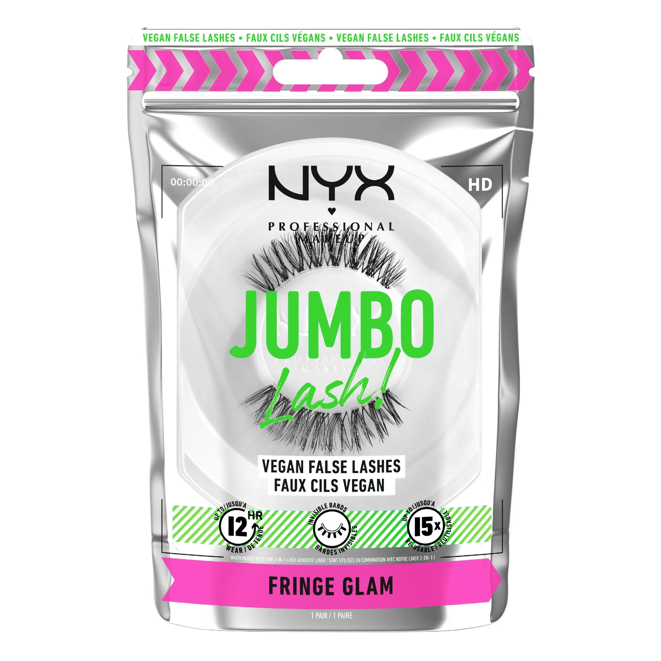 NYX Professional Makeup Jumbo Lash Vegan False Eyelashes, Fringe Glam - Walmart.com | Walmart (US)