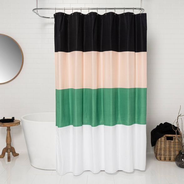 Microfiber Large Color Block Shower Curtain - Room Essentials™ | Target
