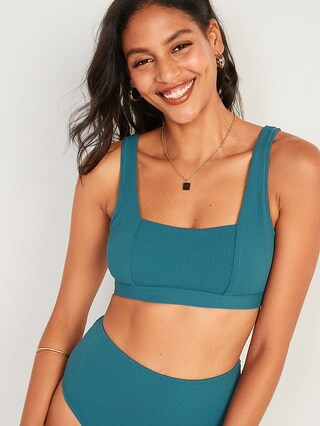 Pique-Knit Square-Neck Swim Top for Women | Old Navy (US)