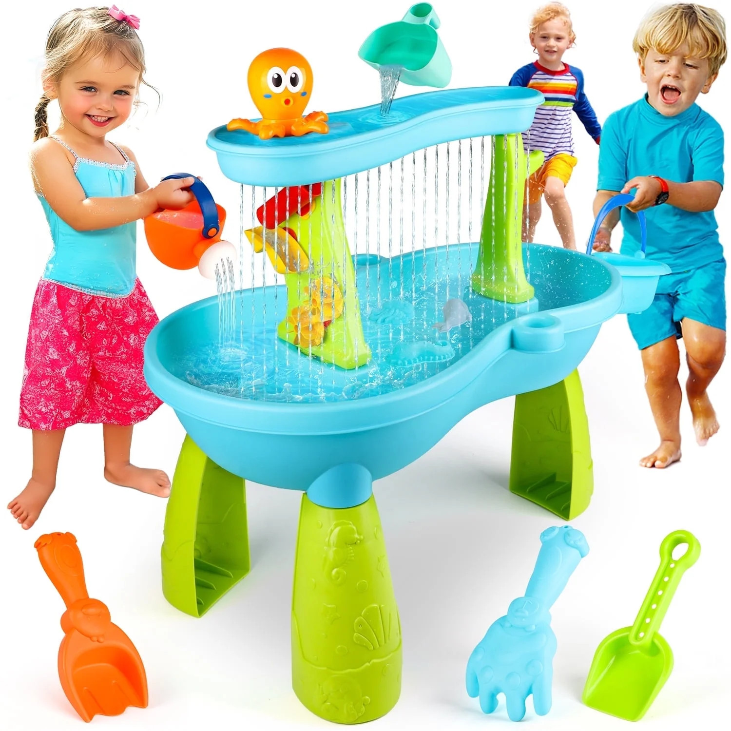 Beefunni Sand Water Table Toys for Toddlers,2-Tier Rain Pond Activity Sensory Play Table Beach Su... | Walmart (US)