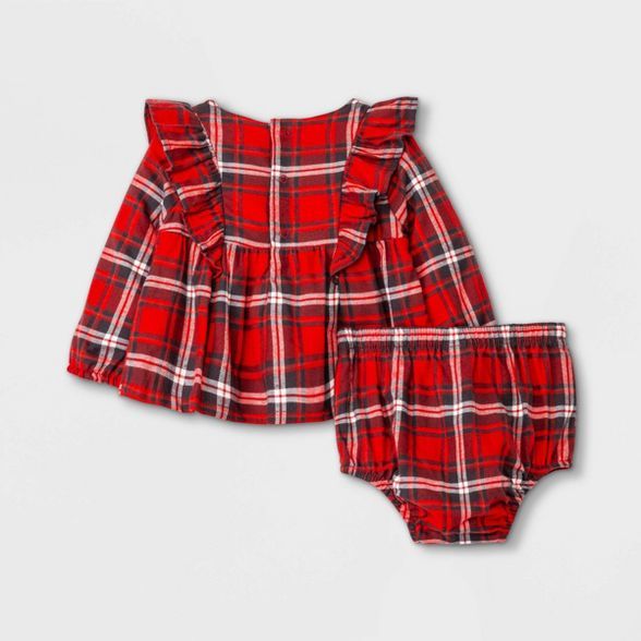 Baby Girls' Flannel Plaid Top & Bottom Set - Cat & Jack™ Red | Target