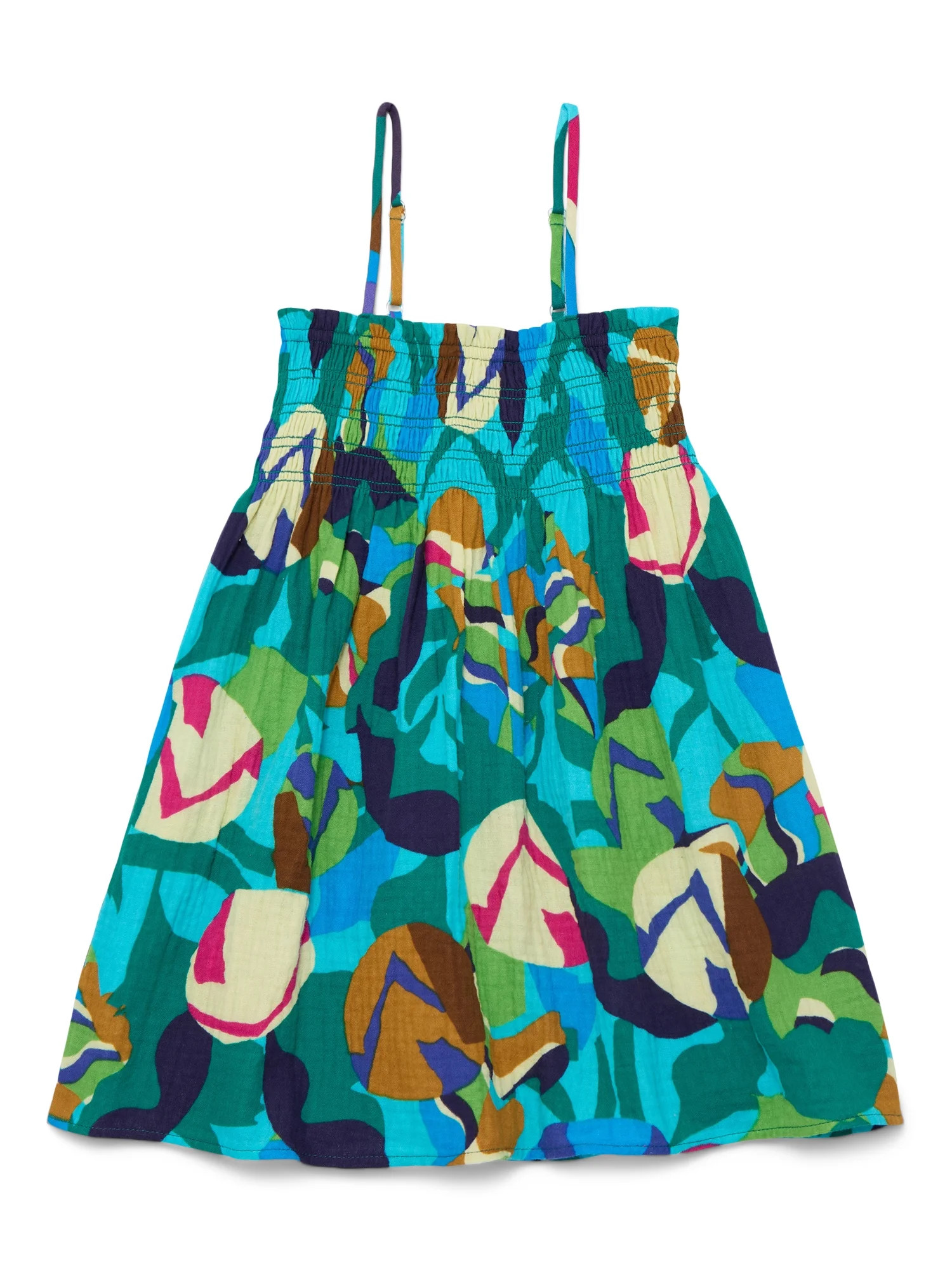 Wonder Nation Girls Smocked Spaghetti Strap Mini Dress Coverup, Sizes 4-18 | Walmart (US)
