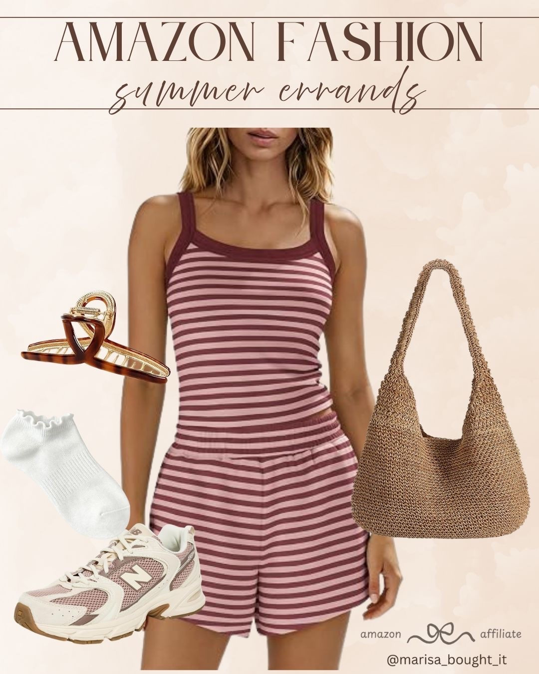 This striped set in a rich mauve/brown hue is giving sophisticated lounge vibes. ☕️

Perfect for quick summer errands, I love pairing it with my favorite sneakers and a woven straw tote. ✨

The cute hair claw clip adds an elegant finishing touch to this effortless look!

#liketk #ltkstyletip #ltkunder50 #ltkspring #ltksummer #amazonfinds #amazonootd #summerstyle #errandoutfit #stripestyle #lounge #newbalance #weekendwear

#LTKootd #LTKSeasonal