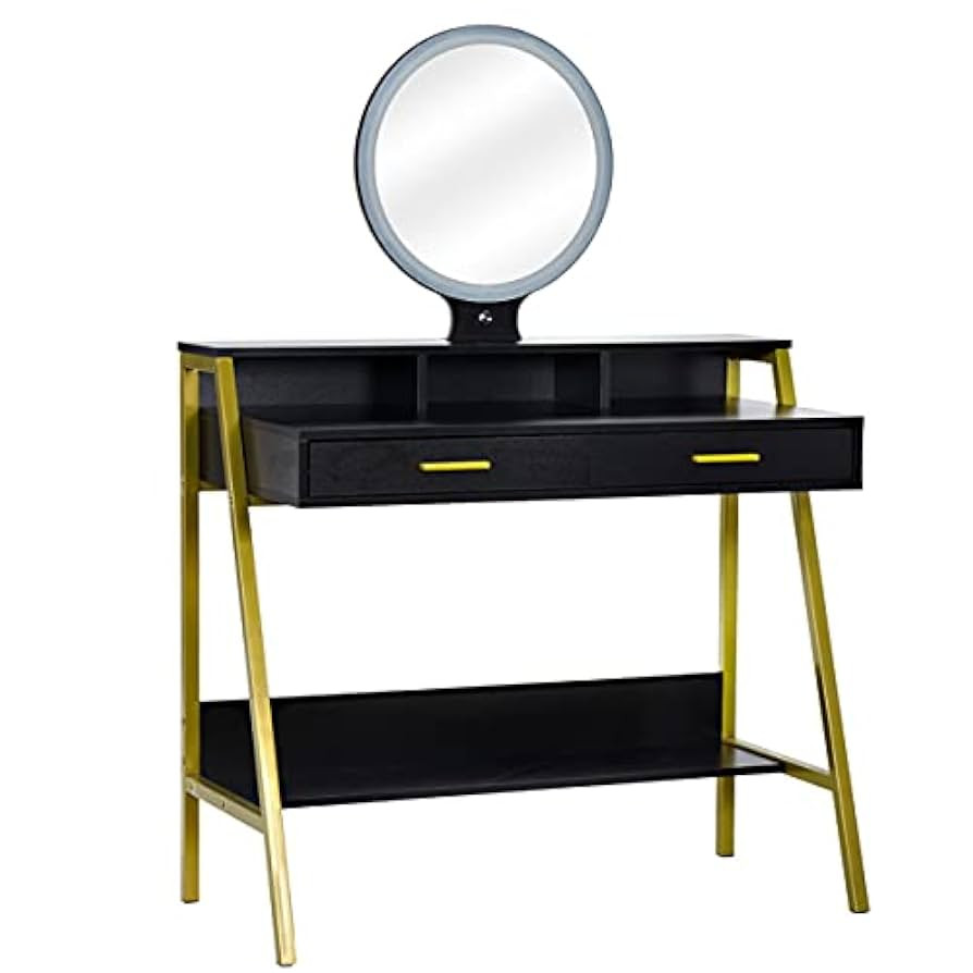 Elegant Makeup Table Vanity Dresser Lighted Mirror,Accent Table Mirrored Table Cabinet Home Envir... | Amazon (US)