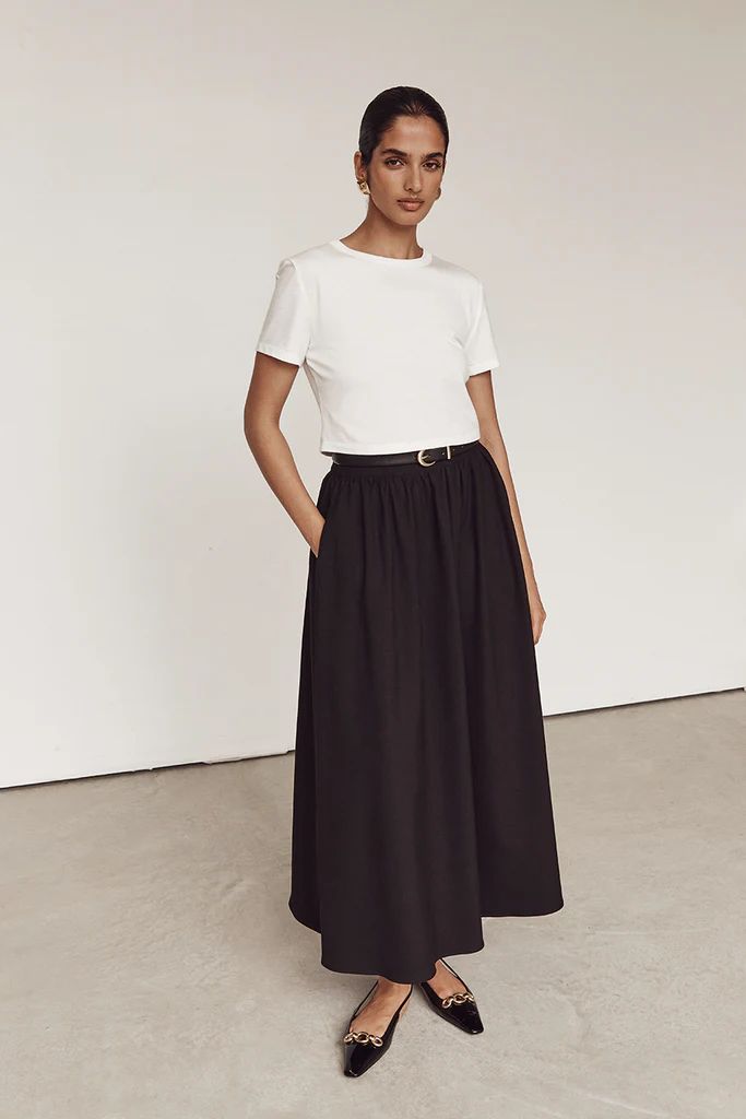 WILLOW BLACK MIDI SKIRT | DISSH