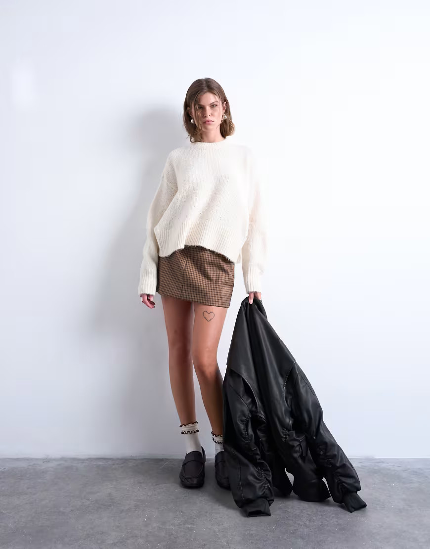 Topshop knitted fluffy ultimate jumper in cream-White | ASOS (Global)