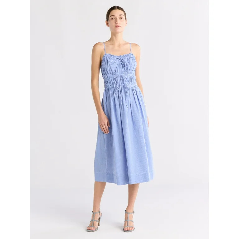 Free Assembly Women's Sleeveless Cotton Midi Dress with Bow Front, Sizes XS-XXL | Walmart (US)