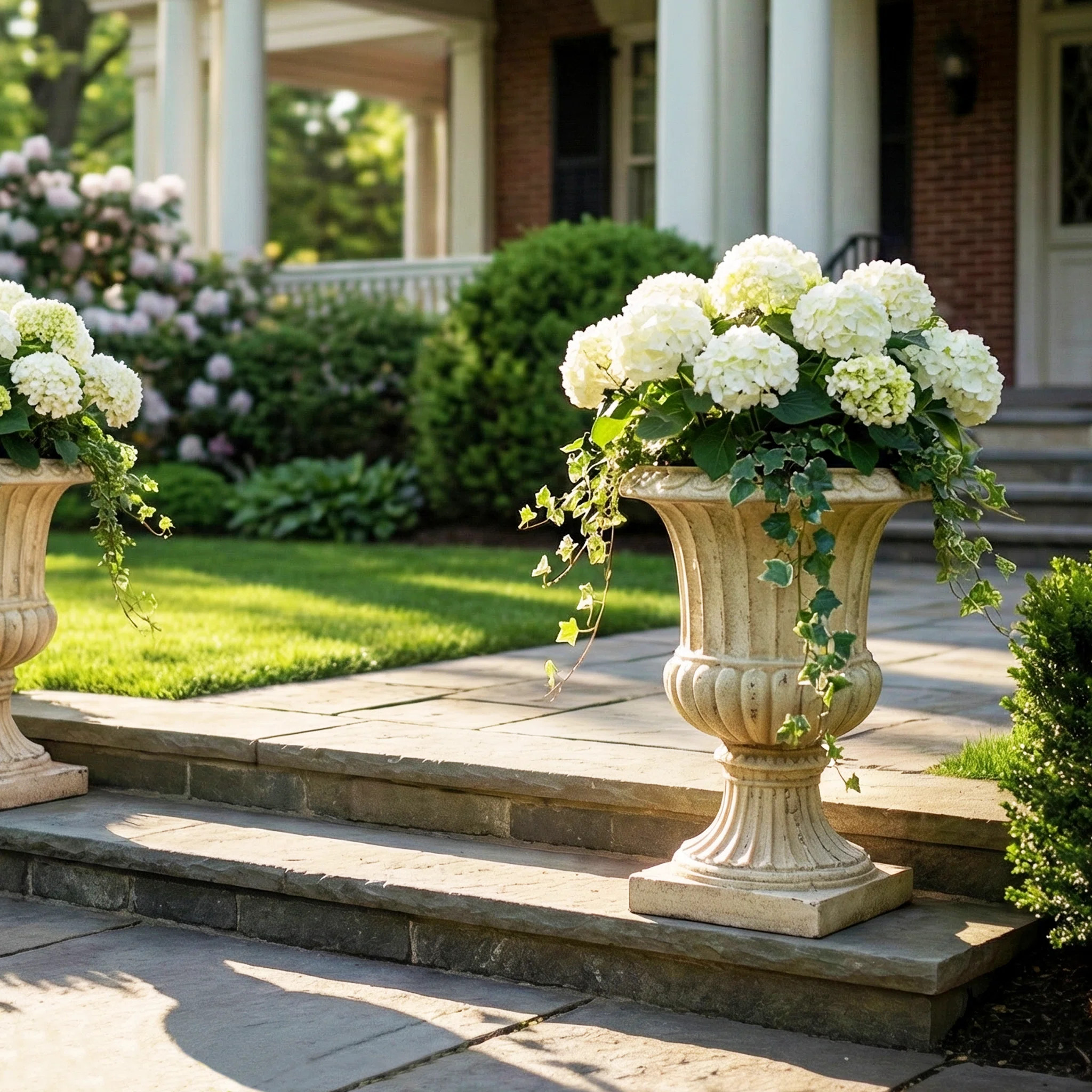 Aurelius  Hand-Painted MGO Modern Neoclassical Fluted Pedestal Garden Urn | Wayfair North America