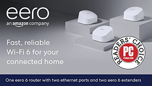Amazon eero 6 mesh Wi-Fi system | 500 Mbps | Smart home hub | Work from home with confidence | 3-... | Amazon (US)
