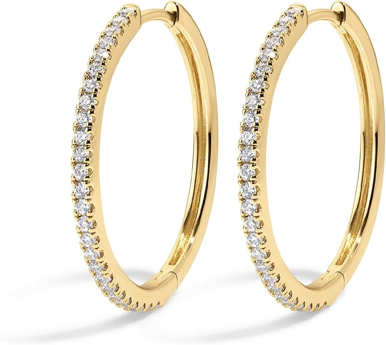 Electric Picks Jewelry Cadillac Hoops - Classic 14kt Gold Plated Crystal Hoop Earrings, Lightweig... | Amazon (US)