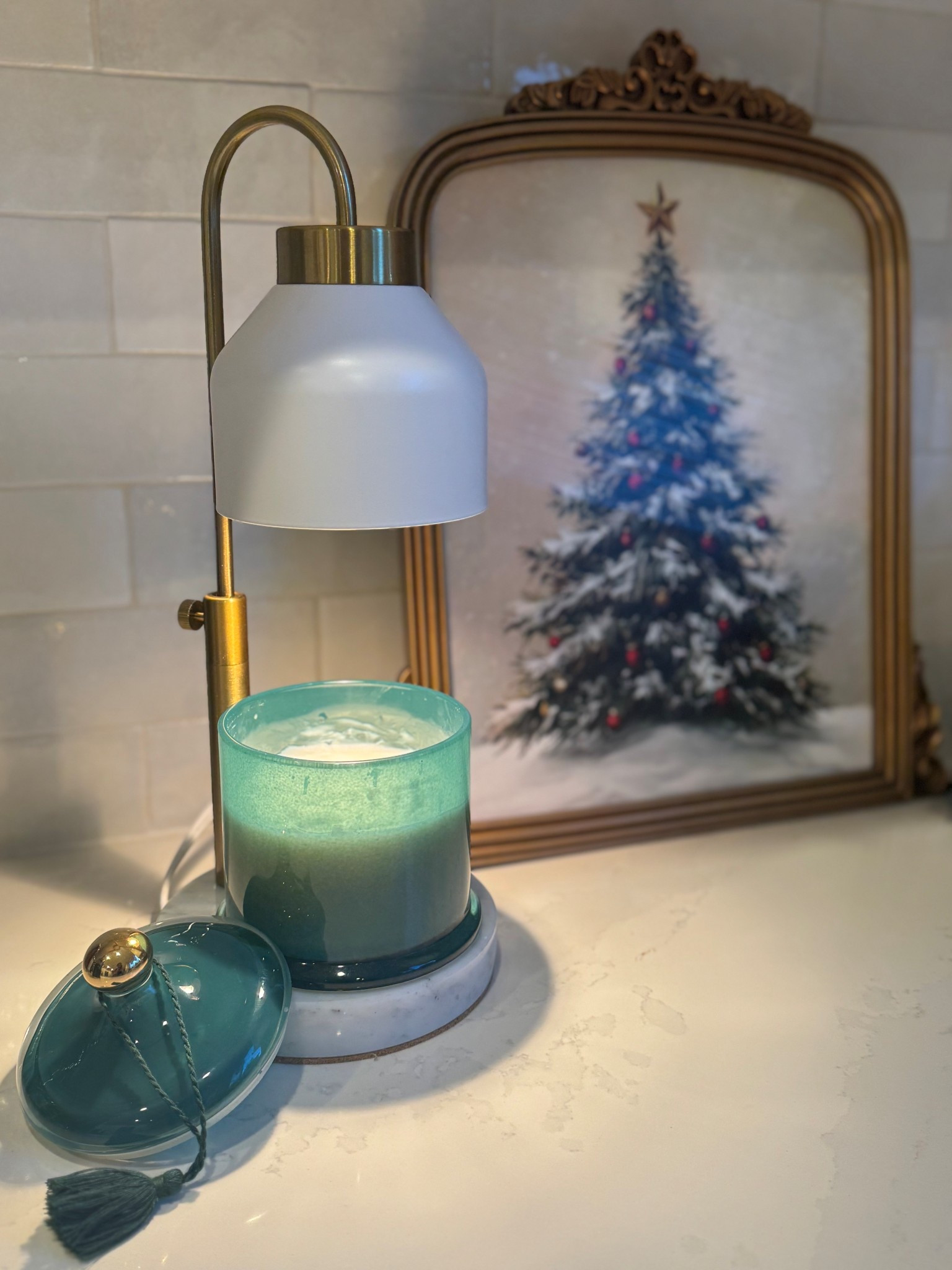 This cozy corner in my kitchen is giving ALL the holiday feels 🎄✨ 

Love my new marble candle warmer — it’s the perfect way to add a little glow to any room. It would make a perfect gift too! Snag it on sale for 25% right now for Black Friday! 

#LTKHome #LTKGiftGuide #LTKHoliday