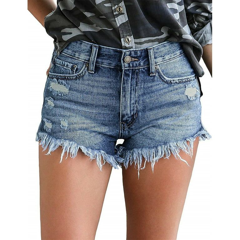 ONLYSHE Blue Jean Shorts for Women Denim Junior Shorts High Waist Zipper L | Walmart (US)