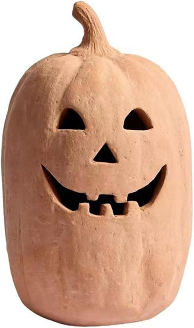 Handcrafted Terracotta Jack-O'-Lantern - Artisanal Kiln-Fired Pumpkin with Intricate Hand-Carved ... | Amazon (US)