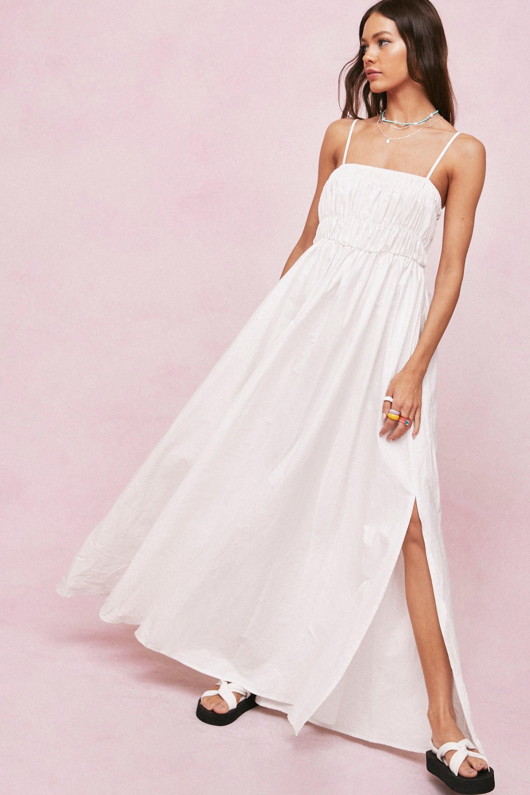 Shirred Bust Square Neck Maxi Smock Dress | NastyGal (UK, IE)