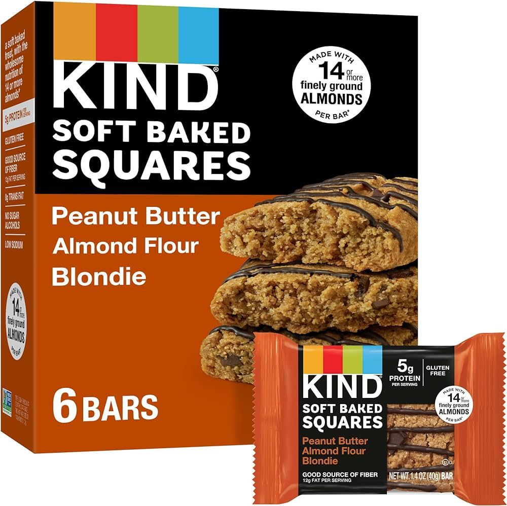 KIND Soft Baked Squares, Peanut Butter Almond Flour Blondie, 6 count | Amazon (US)