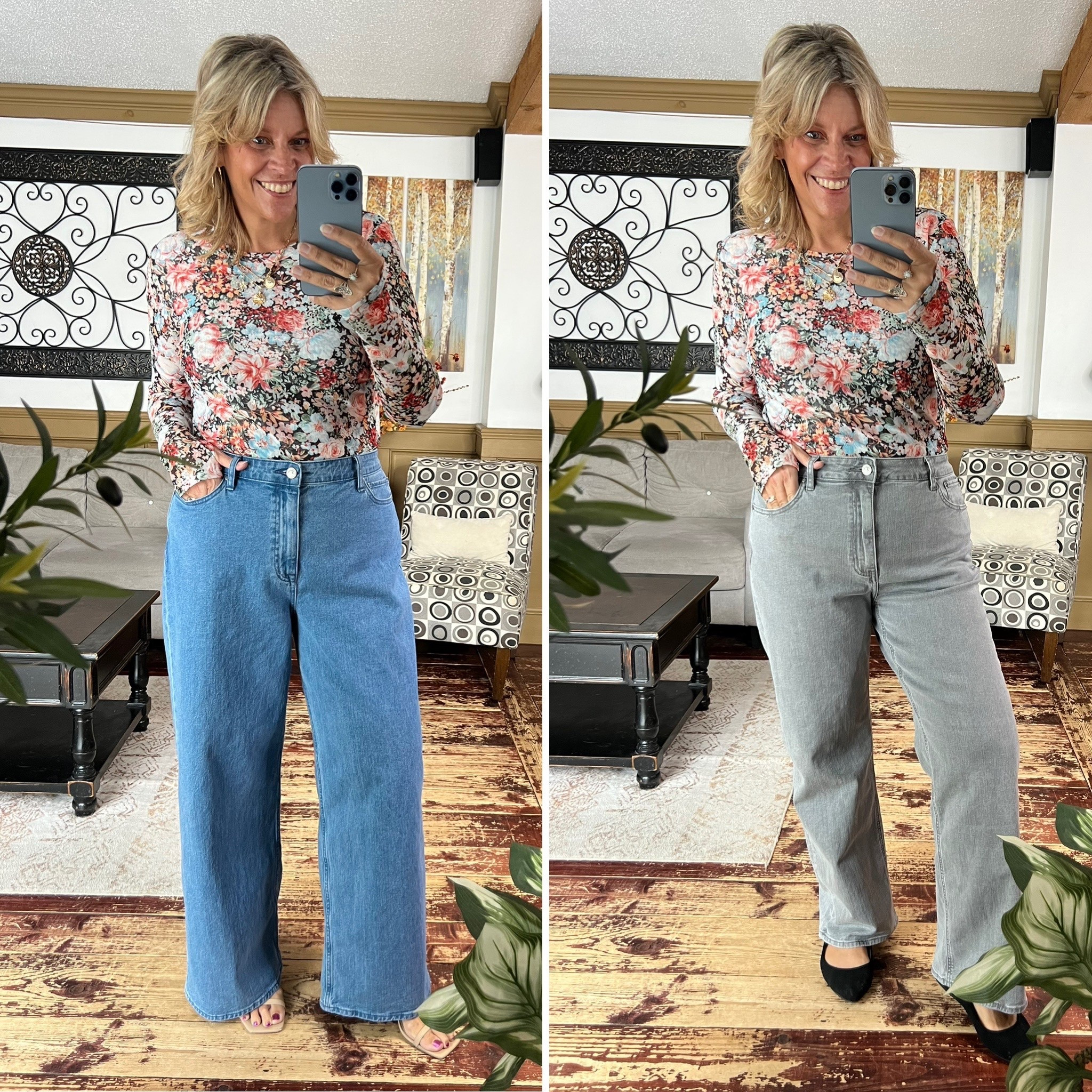 Wide leg cinch waist jeans and straight leg jeans size 14; top size xl. Use code 👩‍💻 use code Love10SGIVL to save 10%

#LTKOver40 #LTKSaleAlert #LTKMidsize