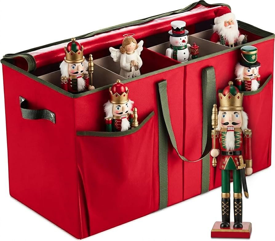 ZOBER Nutcracker Storage Containers - Ornament Christmas Figurine Storage Box - Christmas Village... | Amazon (US)