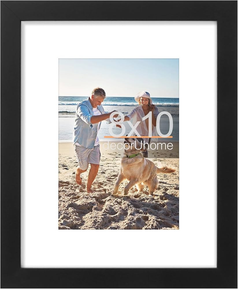 decorUhome 8x10 Picture Frame, Display Pictures 5x7 with Mat or 8x10 Without Mat, Black Engineere... | Amazon (US)
