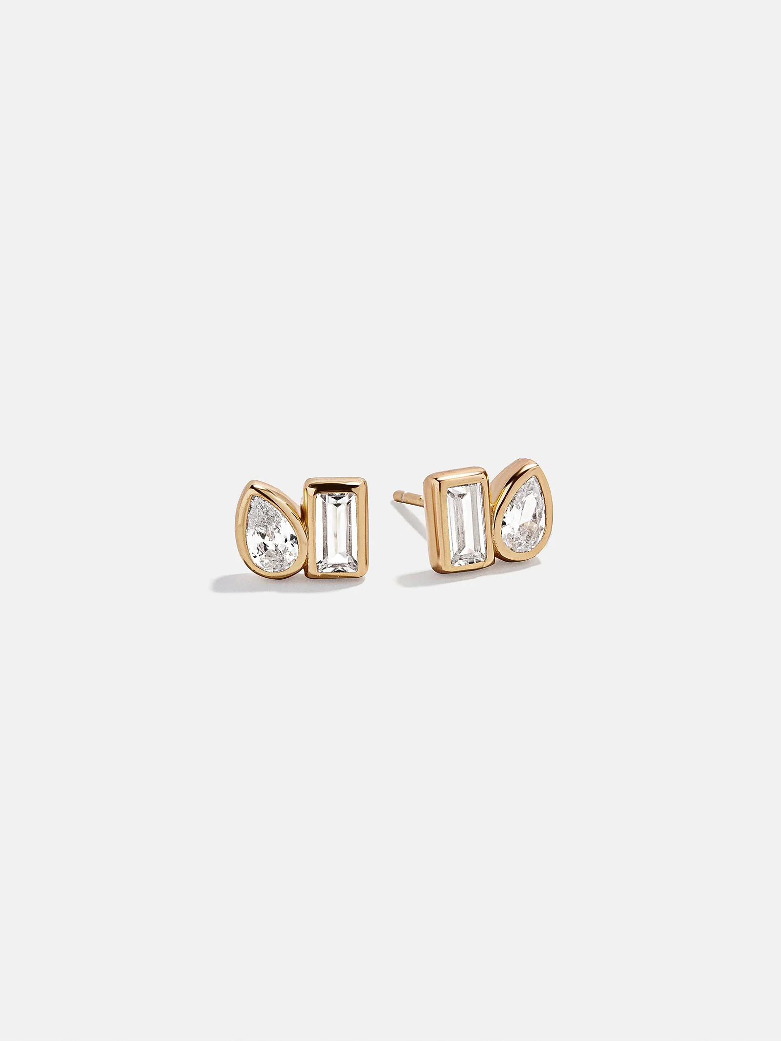 Reina 18K Gold Stud Earrings - Gold/Pavé | BaubleBar