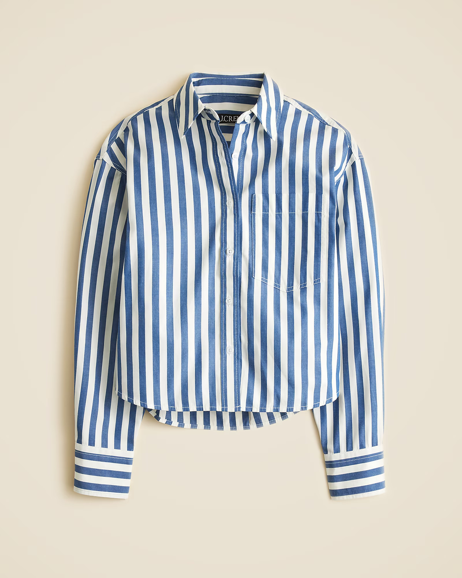 Étienne cropped button-up shirt in striped cotton poplin | J. Crew US