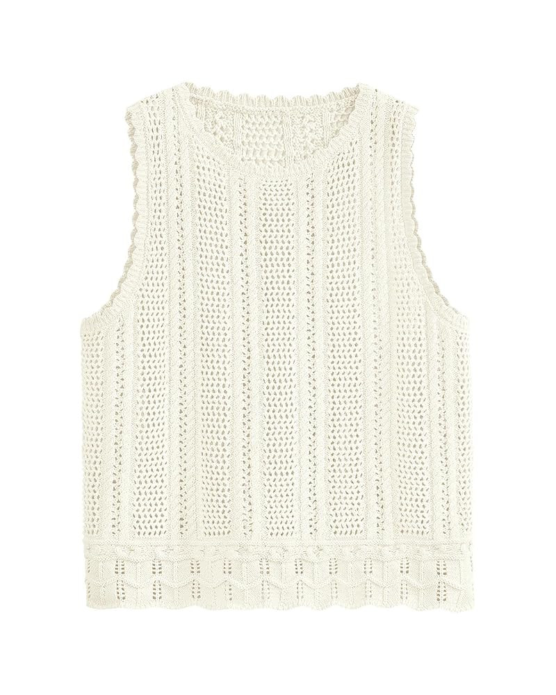 KIRUNDO Beach Vacation Clothes for Women Spring Summer Crochet Sweater Vest Tank Tops Cover Ups R... | Amazon (US)