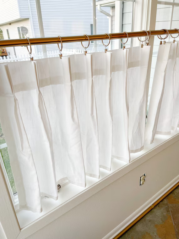 Pleated Solid Cotton Linen LOOK Texture Cafe Curtains  Tier | Etsy | Etsy (US)