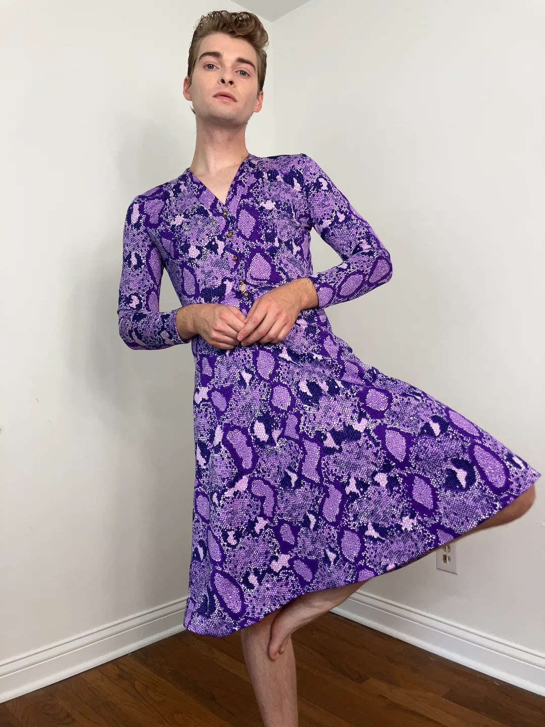 Vintage 70s Purple snake print dress | Etsy (Global)