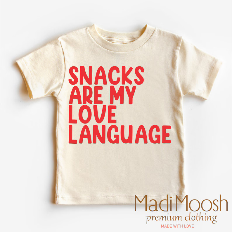 Snacks Are My Love Language Toddler Shirt Valentine Day Kids Shirt Natural Toddler Tee - Etsy | Etsy (US)