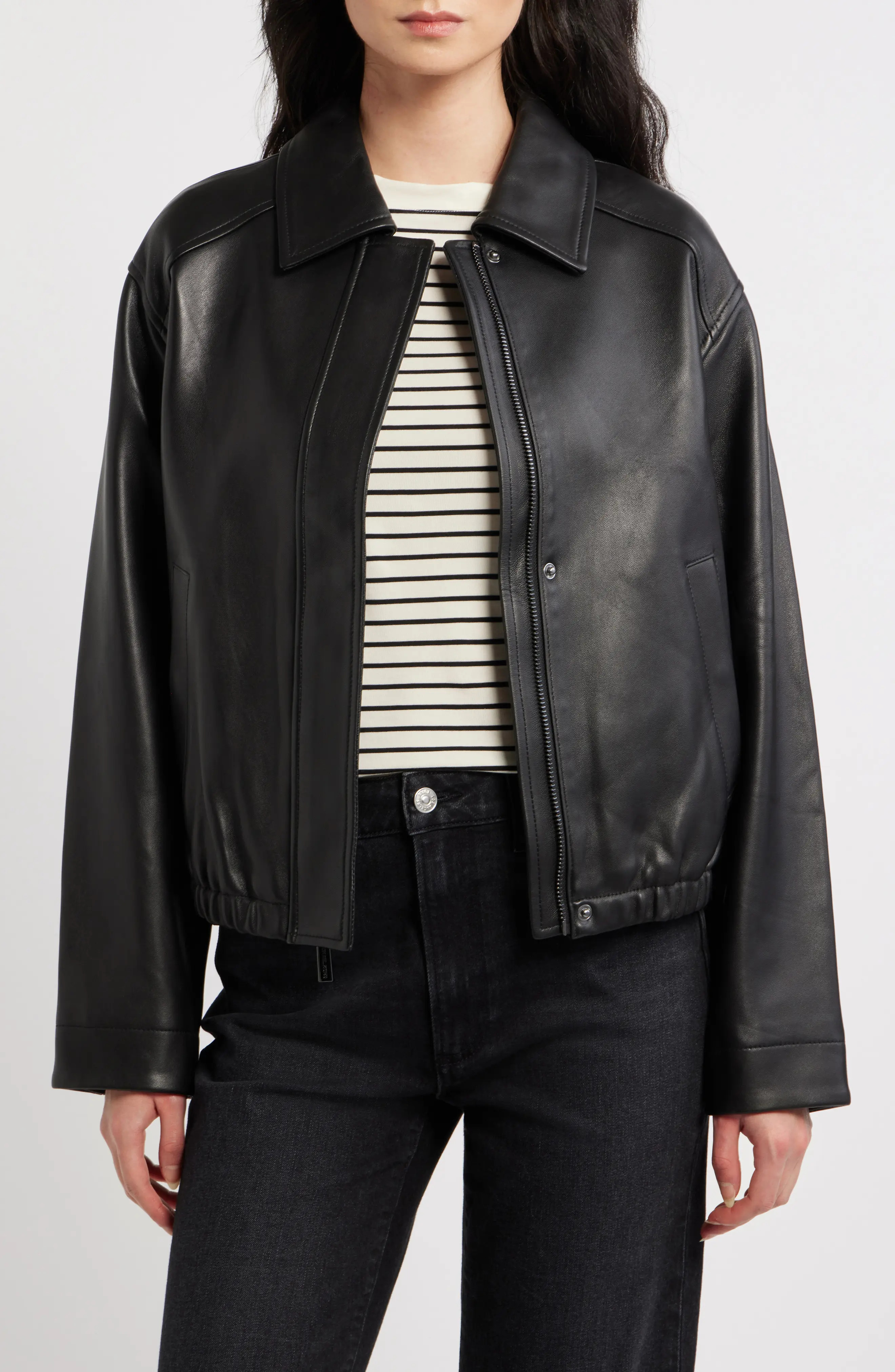 Michael Kors Leather Bomber (Women) | Nordstrom | Nordstrom