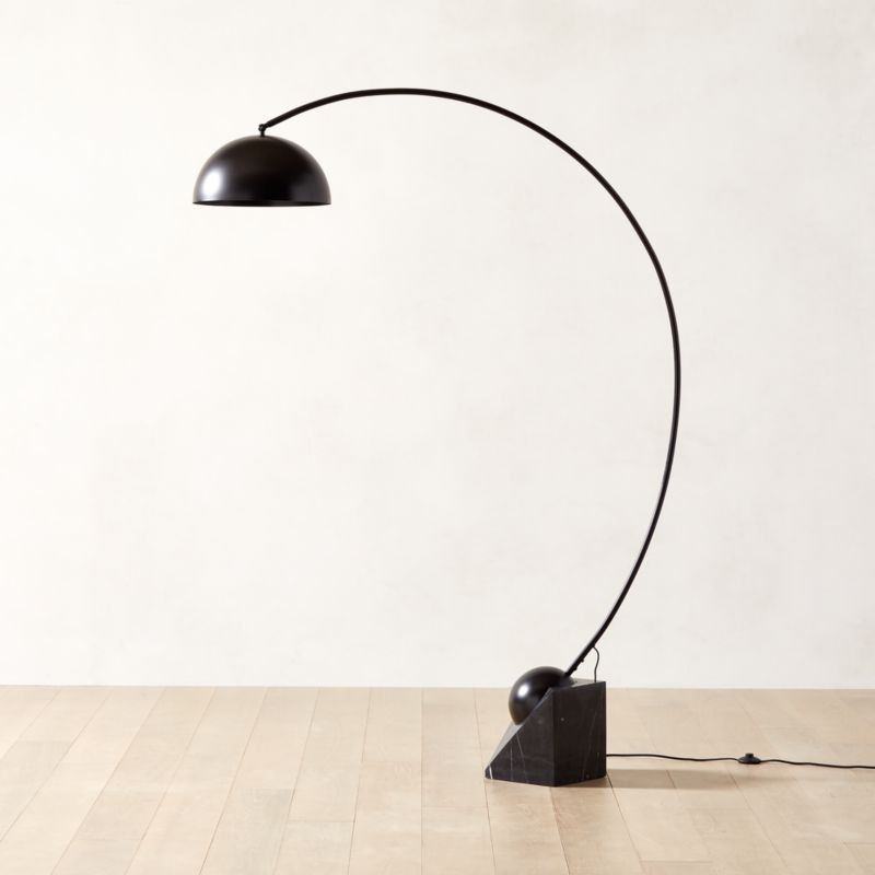 Venus Black Arc Modern Floor Lamp with Marble Base | CB2 | CB2