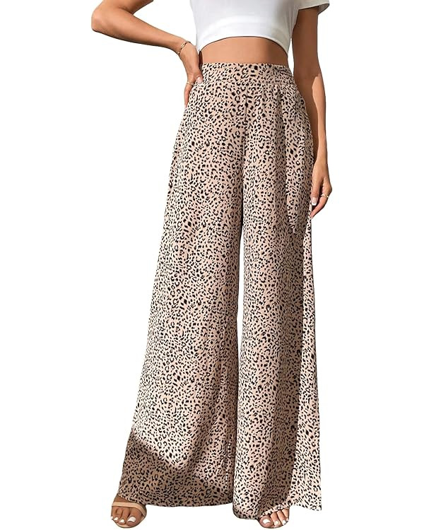 SOLY HUX Women's High Waist Print Wide Leg Pants Boho Loose Casual Long Palazzo Fit Pants Trouser... | Amazon (US)