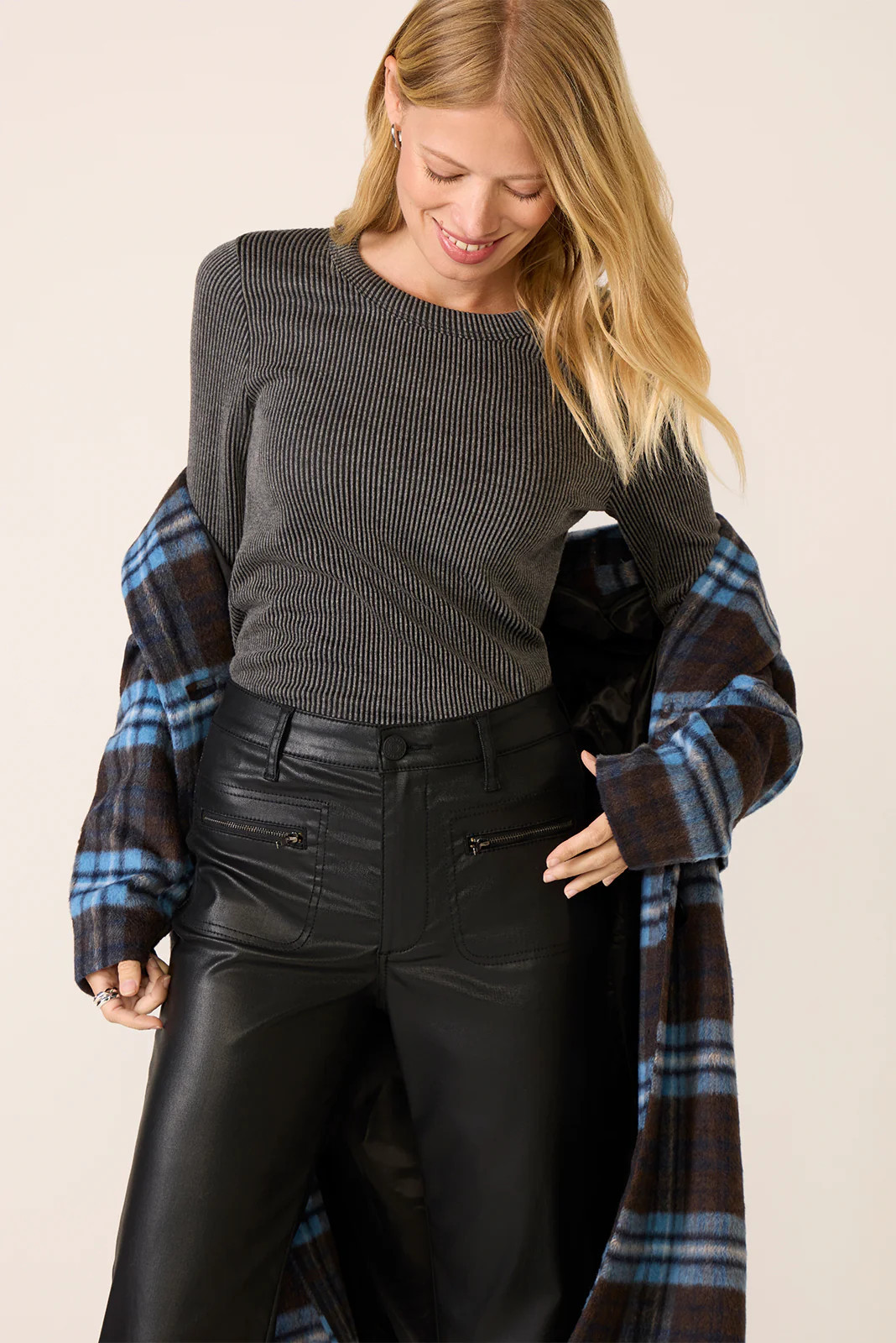 EVEREVE Women's Perry Washed Rib Top, Size XL, Black | Evereve