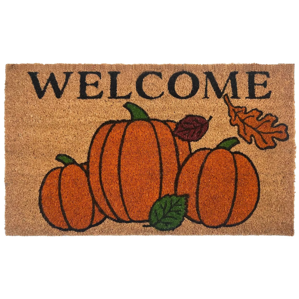 Kate Aurora Fall Autumn Foliage & Pumpkins Bristled Outdoor All Season Welcome Mat - 18"x30" | Target