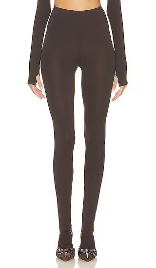 Norma Kamali Legging With Footie in Chocolate. - size L | Revolve Clothing (Global)
