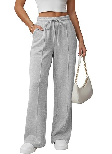 GRECERELLE Gray Sweatpants Wide Leg Sweatpants Womens Lounge Pants Gray-S | Amazon (US)