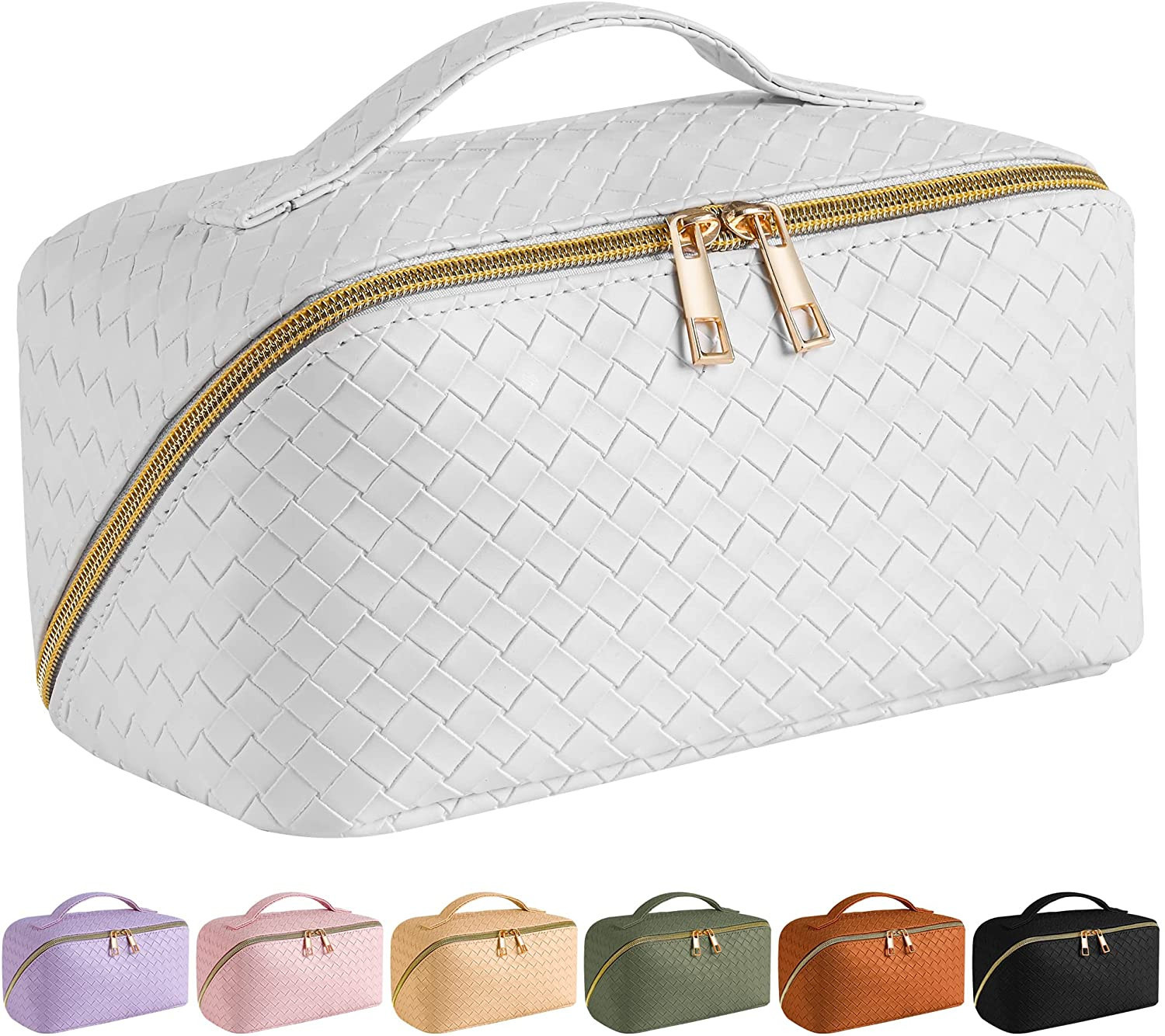 SFXULIX Large Capacity Travel Cosmetic Bag - Makeup Bag, PU Leather Waterproof Cosmetic Bag, Wome... | Amazon (US)