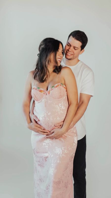 gender reveal💕
Pink dress in my maternity pics (For Love and Lemons) in L 
White dress is old Giambattista Valli that I wore as my second wedding dress🥹

#LTKbaby #LTKVideo #LTKbump