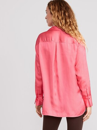 Satin Boyfriend Shirt for Women | Old Navy (US)